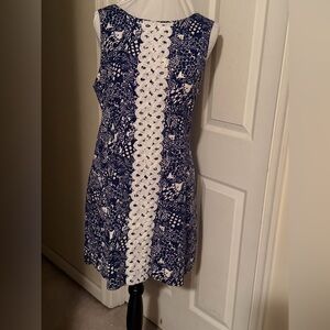 Lilly Pulitzer Navy and White Patterned Mini Dress - LFT Sz:18